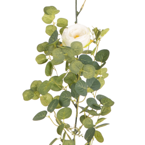 180cm White Rose Eucalyptus Garland