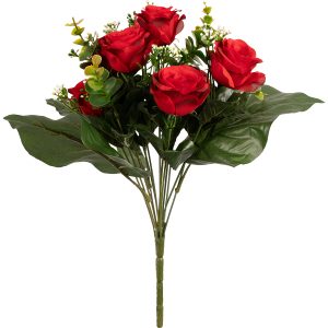 Rose-And-Eucalyptus-35cm-Bush-Red