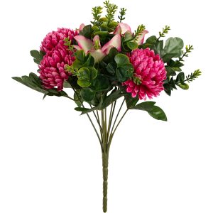 Chrysanth-Lily-And-Eucalyptus-33cm-Bush-Fuchsia