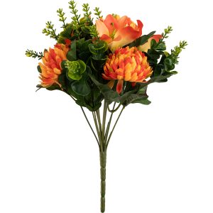 Chrysanth-Lily-And-Eucalyptus-33cm-Bush-Orange