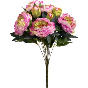 Peony-48cm-Bush-White-Pink