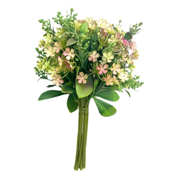 Flower/Foliage Bunch 30cm Pink/Green