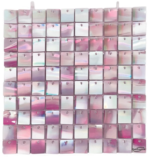 Sequin Wall Panel 30cm Iridescent Pink