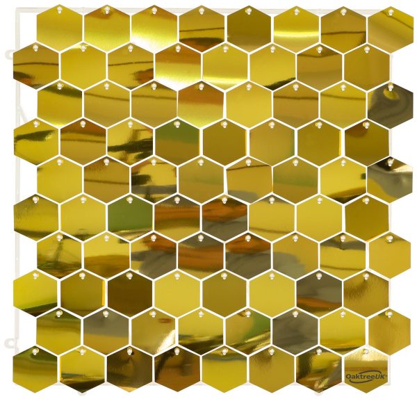 Sequin Wall Panel Hexagons 30cm Light Gold