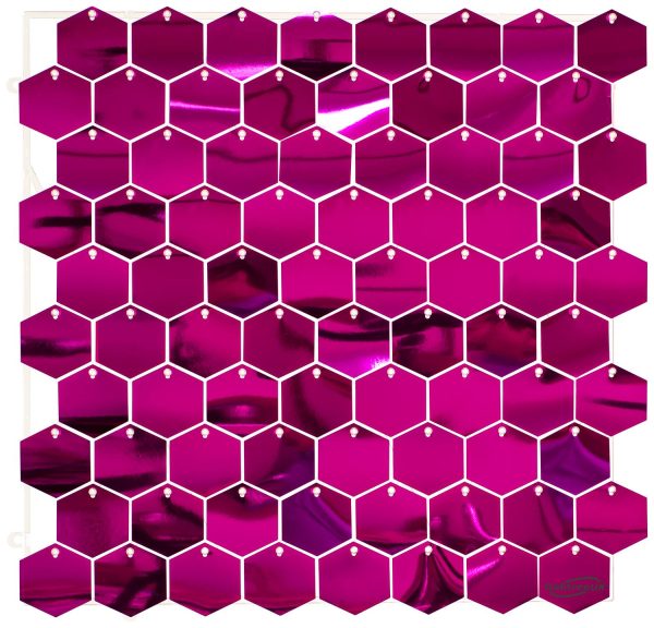 Sequin Wall Panel Hexagons 30cm Fuchsia Pink