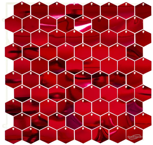 Sequin Wall Panel Hexagons 30cm Red