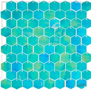 Sequin Wall Panel Hexagons 30cmx30cm Iridescent Blue